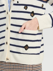 Vilagallo Knit Striped Cardigan With Leo Print