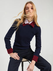 Vilagallo Knit Jumper Navy/Burgundy