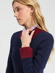 Vilagallo Knit Jumper Navy/Burgundy