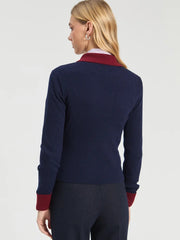 Vilagallo Knit Jumper Navy/Burgundy