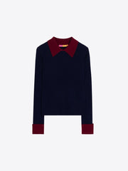 Vilagallo Knit Jumper Navy/Burgundy
