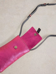 White Stuff Clara Buckle Leather Phone Bag Pink