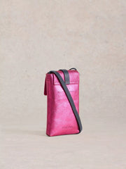 White Stuff Clara Buckle Leather Phone Bag Pink