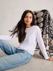 White Stuff Clara Long Sleeve Tee Bril White