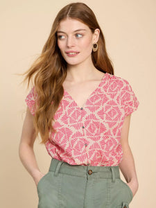 Rae Organic Cotton Vest Pink Print