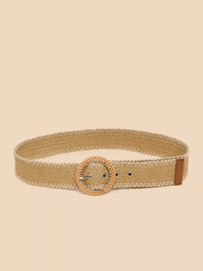 White Stuff Raffia Woven Belt Light Nat