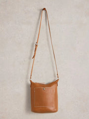 White Stuff Mini Fern Leather Crossbody Mid Tan