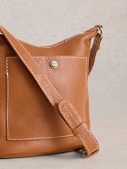 White Stuff Mini Fern Leather Crossbody Mid Tan