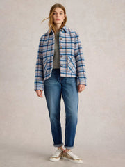 White Stuff Amelia Check Jacket Blue MLT