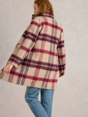 White Stuff Karla Check Coat Plum MLT