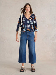 White Stuff Tia Wide Leg Crop Jean Dark Denim