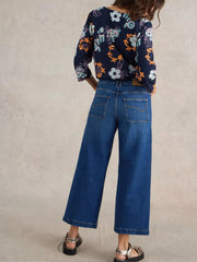 White Stuff Tia Wide Leg Crop Jean Dark Denim