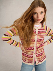 White Stuff Lulu Fairisle Cardi Pink MLT