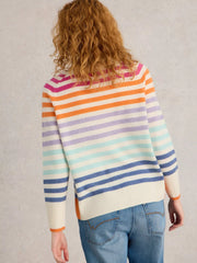 White Stuff Rainbow Stripe Cashmere Knit Jumper Nat