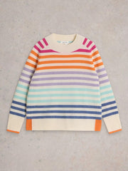 White Stuff Rainbow Stripe Cashmere Knit Jumper Nat