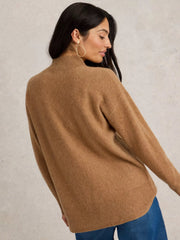 White Stuff Holly High Neck Cashmere Jumper Mid Brown