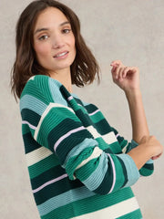 White Stuff Jana Striped Jumper Green MLT