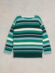 White Stuff Jana Striped Jumper Green MLT