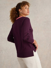 White Stuff Maggie V-Neck Jumper Dark Plum