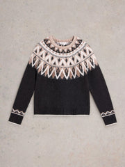 White Stuff Mono Fairisle Jumper Black MLT