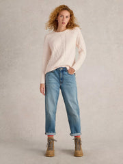 White Stuff Patchwork Cable Jumper Light Nat