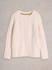 White Stuff Patchwork Cable Jumper Light Nat