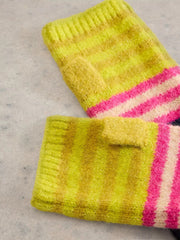 White Stuff Striped Knit Arm Warmers Yellow MLT