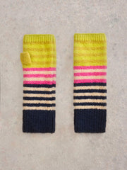 White Stuff Striped Knit Arm Warmers Yellow MLT