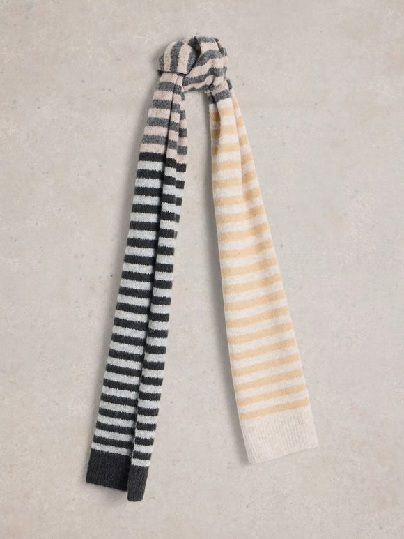 White Stuff Stripe Knitted Scarf Nat MLT