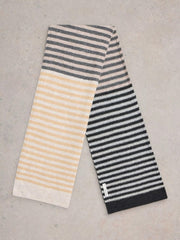 White Stuff Stripe Knitted Scarf Nat MLT