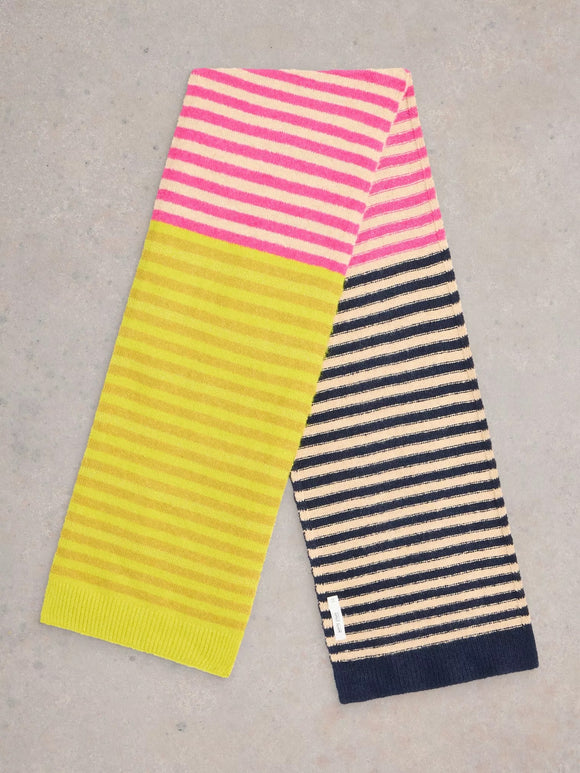 White Stuff Stripe Knitted Scarf Yellow MLT