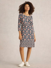 White Stuff Tallie Jersey Dress Navy Print