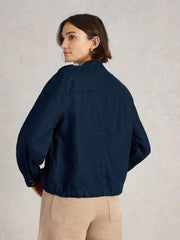 White Stuff Demi Utility Linen Jacket Navy