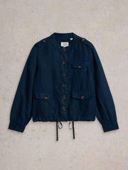 White Stuff Demi Utility Linen Jacket Navy