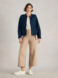 White Stuff Demi Utility Linen Jacket Navy