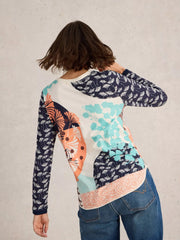 White Stuff Clara Long Sleeve Tee Blue Print