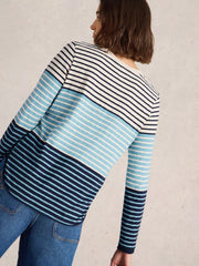 White Stuff Clara Long Sleeve Tee Blue MLT