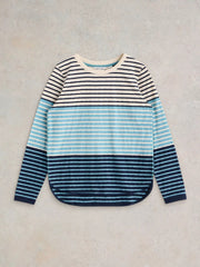 White Stuff Clara Long Sleeve Tee Blue MLT