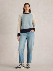 White Stuff Colourblock NEP Jumper Blue MLT