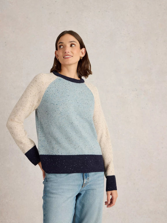 White Stuff Colourblock NEP Jumper Blue MLT