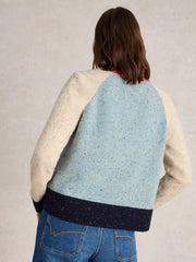 White Stuff Colourblock NEP Cardi Blue MLT