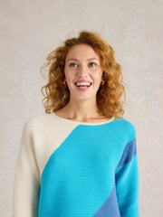 White Stuff Jana Abstract Jumper Bright Blue