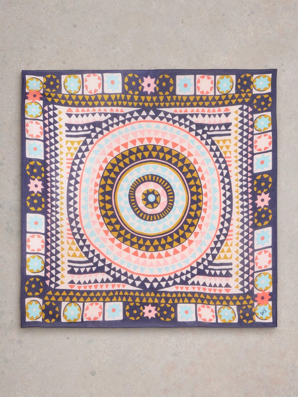White Stuff Sundance Mosaic Square Scarf Blue MLT