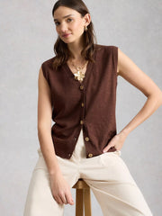 White Stuff Nova Linen Blend Tank Dark Brown