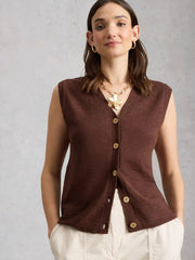 White Stuff Nova Linen Blend Tank Dark Brown