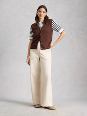 White Stuff Nova Linen Blend Tank Dark Brown