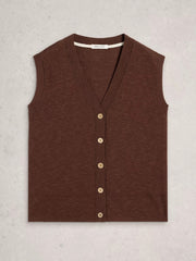 White Stuff Nova Linen Blend Tank Dark Brown