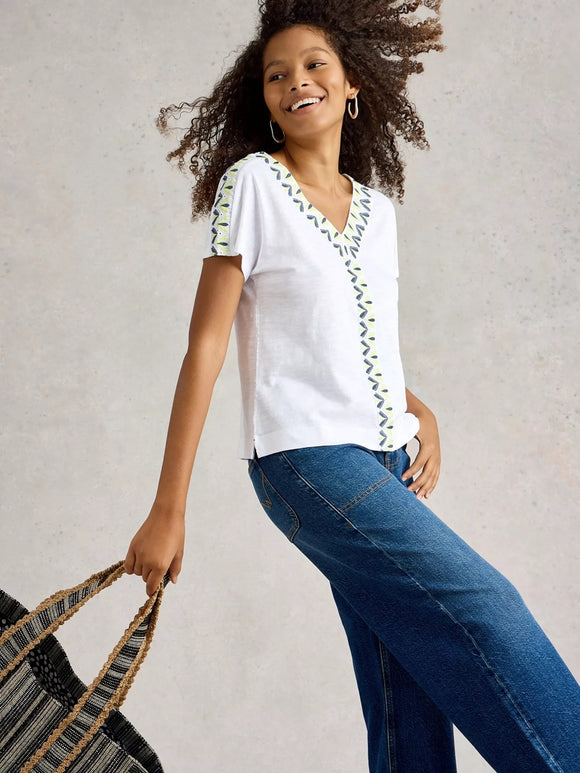 White Stuff Neva Embroidered Top White MLT