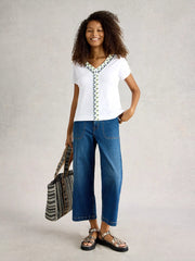 White Stuff Neva Embroidered Top White MLT