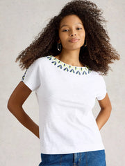White Stuff Neva Embroidered Top White MLT